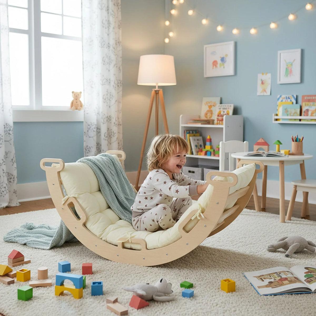 Luxury XXL Climbing Frame - Triangle, Climbing Arch, and Slide - Includes Cushion
