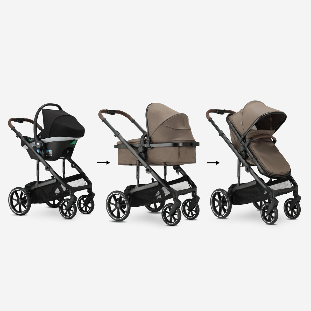 Noa 3-in-1 Stroller Hazel Brown