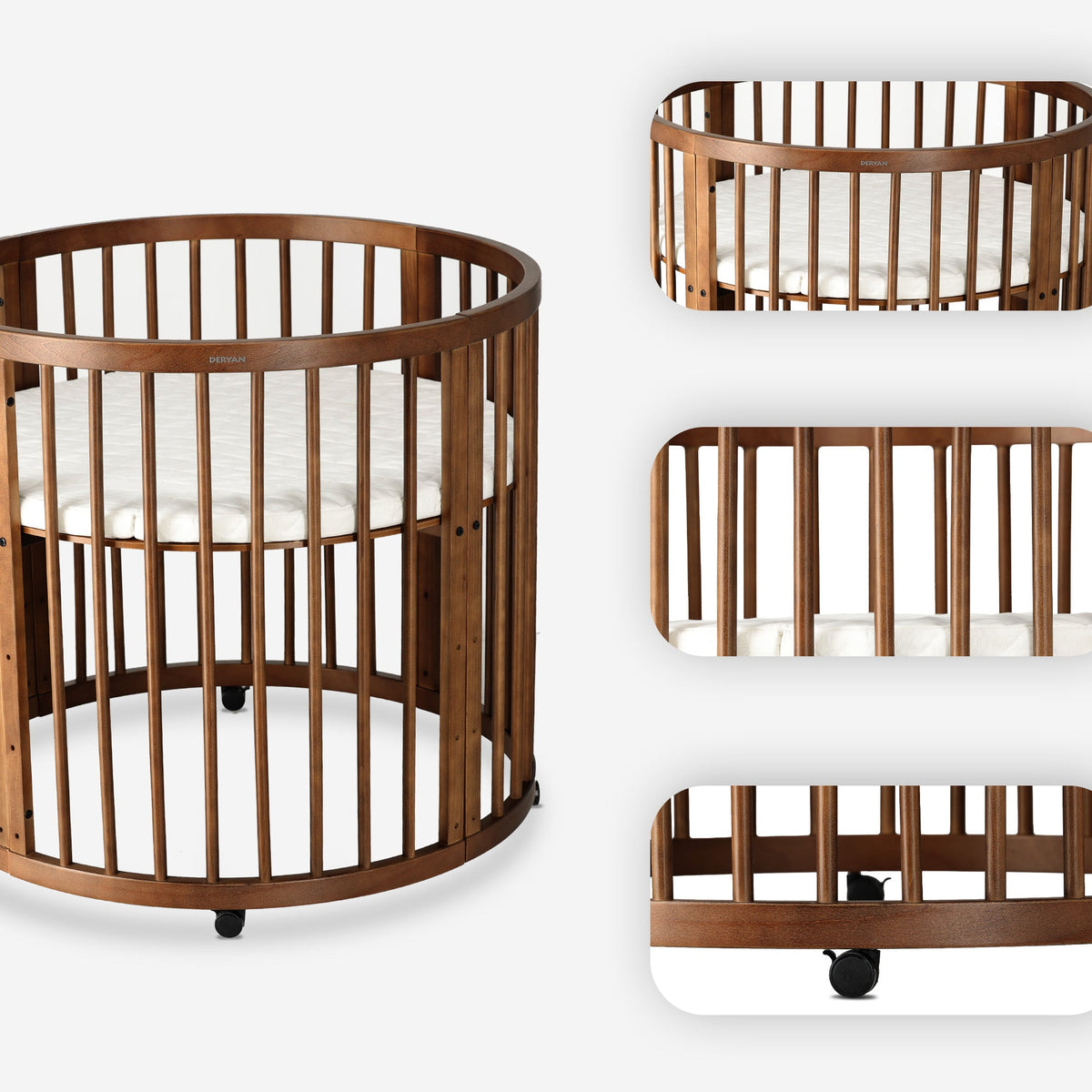 Willow Wooden Round Playpen with Mattress - Warm Brown