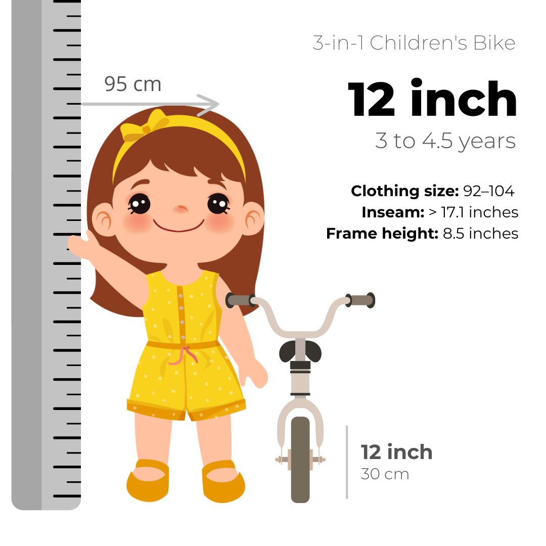 Luxe Kids Bike 12 inch - 3 in 1 - Balance bike Pink