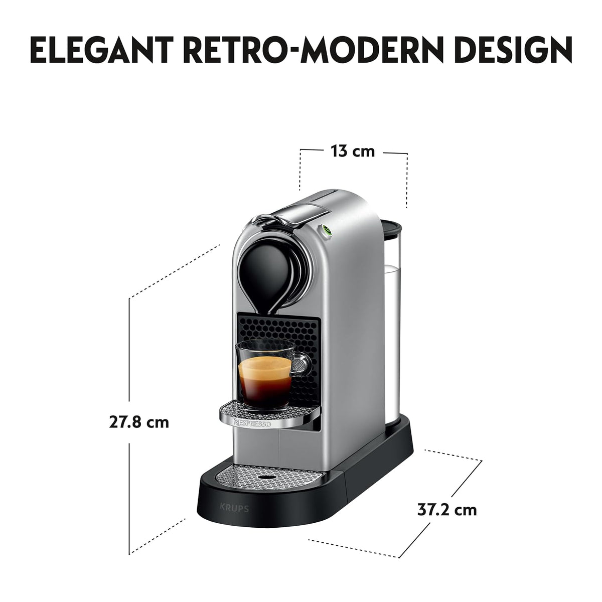 Automatic Pod Coffee Machine 1260W 1L Removable Tank Silver
