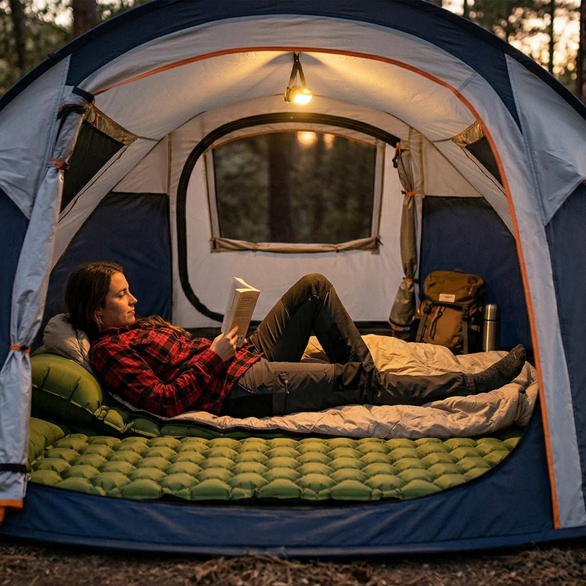 DERYAN Bed - Camping Air Mattress - Includes Carry Bag - Green