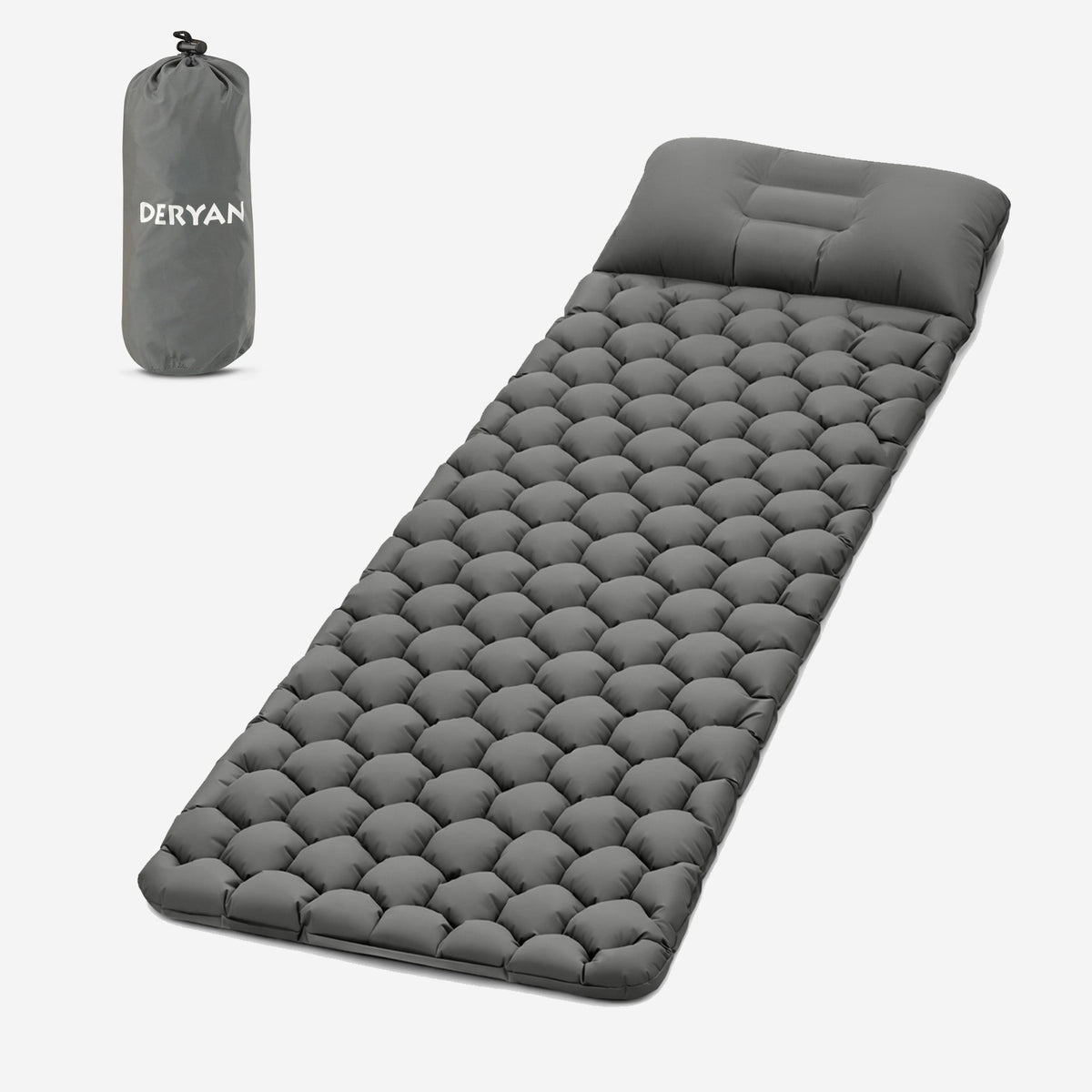 DERYAN Bed - Camping Air Mattress - Includes Carry Bag - Gray