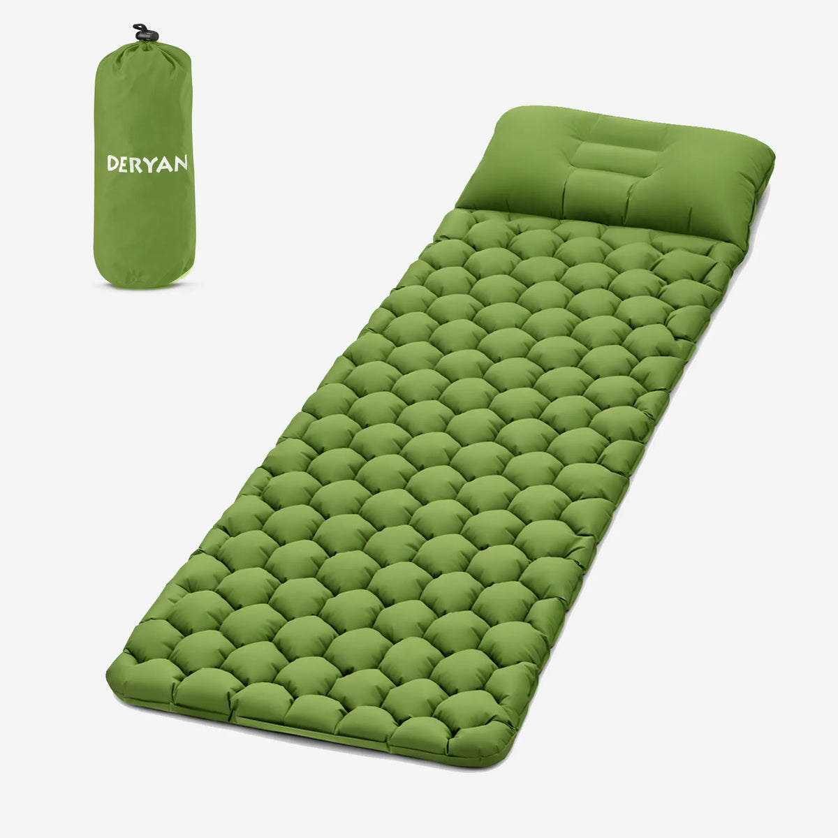 DERYAN Bed - Camping Air Mattress - Includes Carry Bag - Green