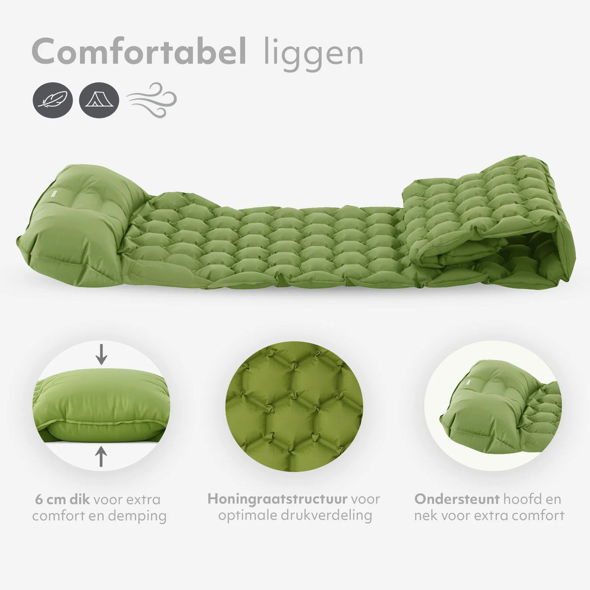 DERYAN Bed - Camping Air Mattress - Includes Carry Bag - Green