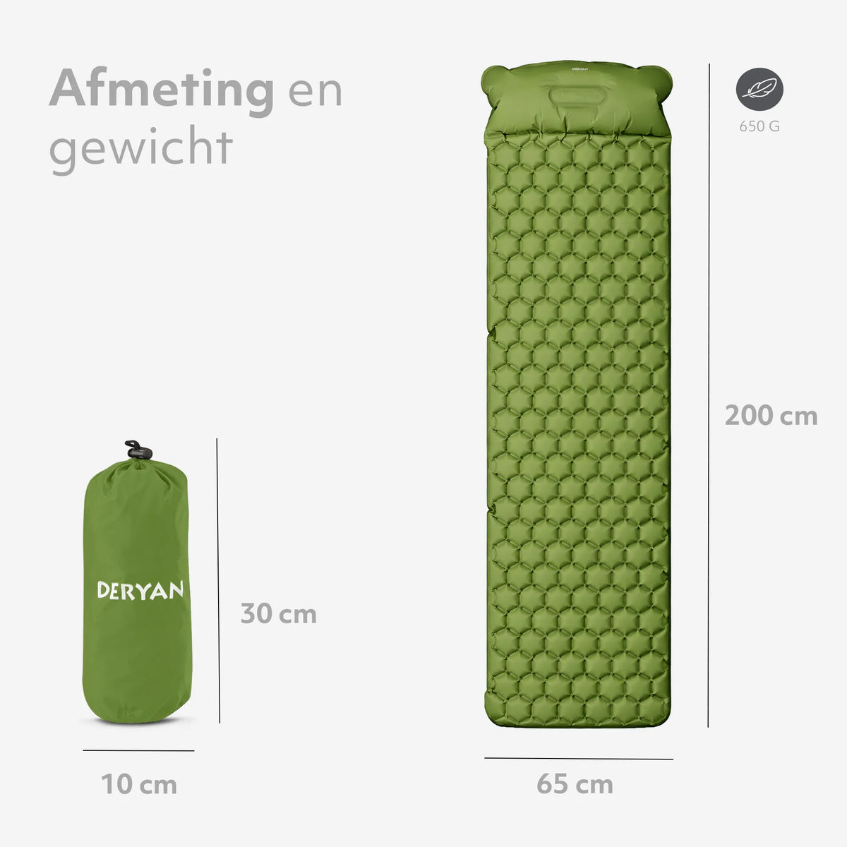 DERYAN Bed - Camping Air Mattress - Includes Carry Bag - Green