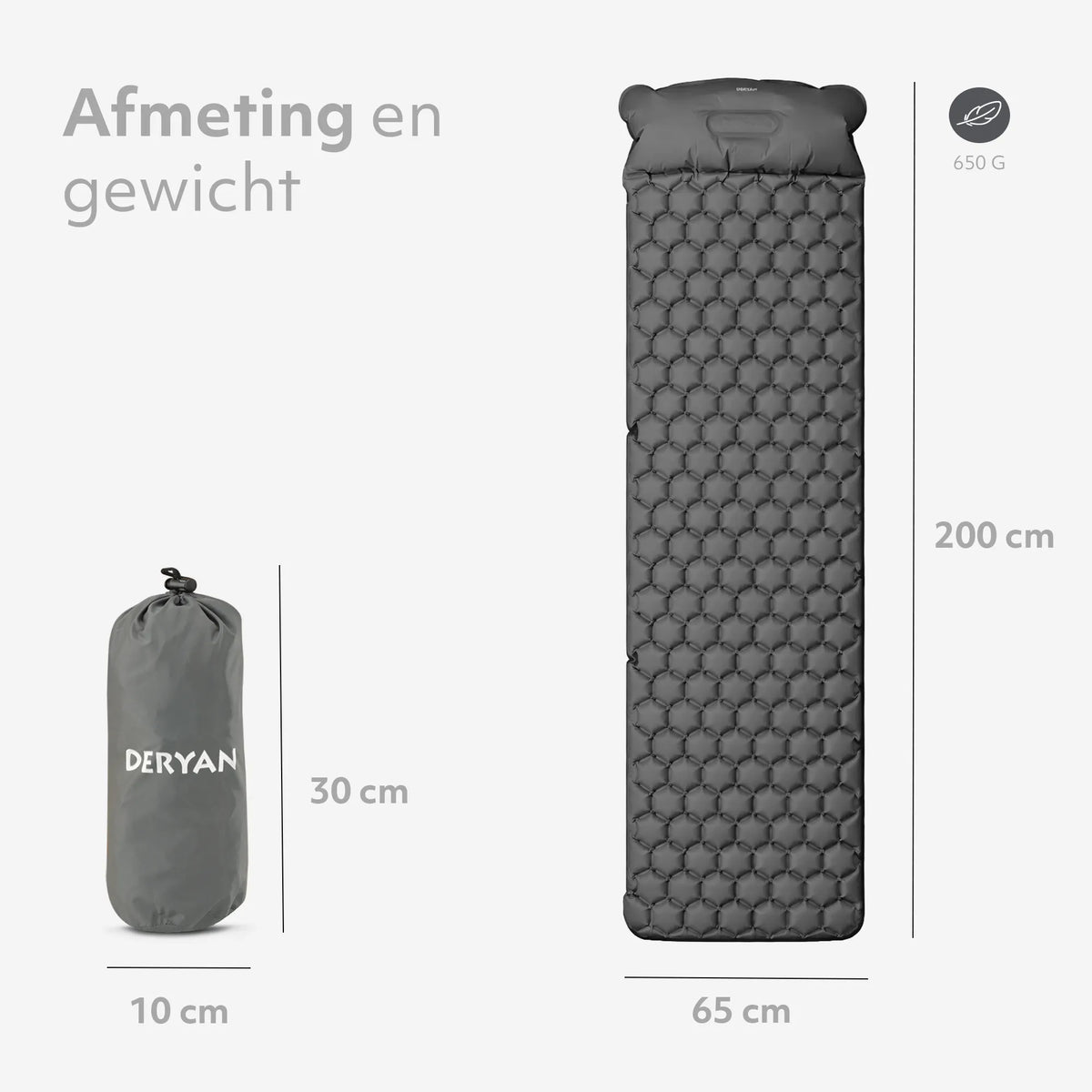 DERYAN Bed - Camping Air Mattress - Includes Carry Bag - Gray