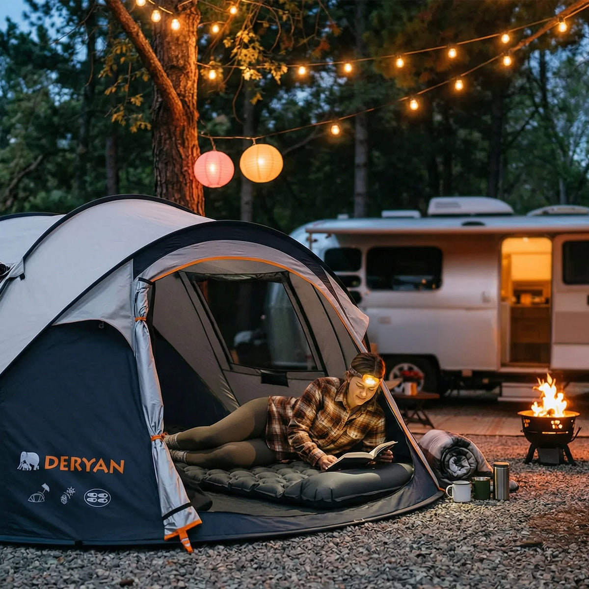 DERYAN Bed - Camping Air Mattress - Includes Carry Bag - Gray