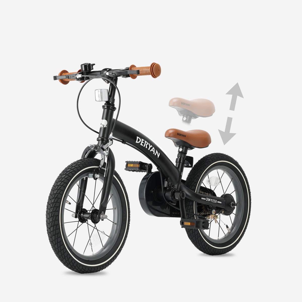 Luxury Children's bike 14 inch - 3 in 1 - balance bike Black