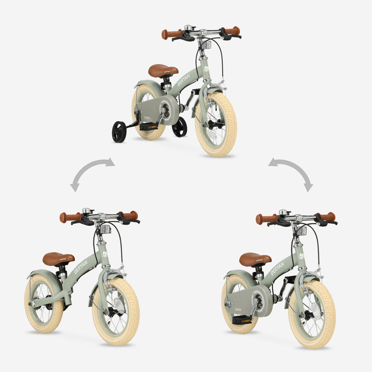 Luxury Kids bike 12 inch - 3 in 1 - balance bike Green
