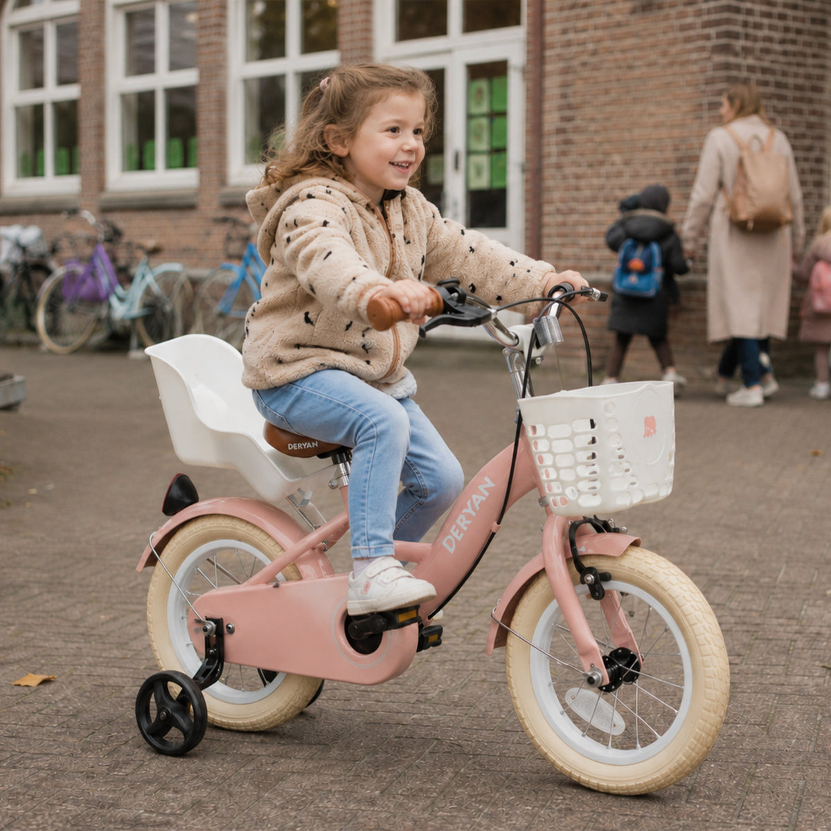 Zoey Girls' 12-Inch Children's Bike with Basket - Pink