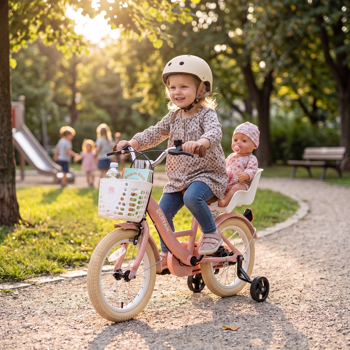 Zoey Girls' Bicycle, 14-inch Children's Bike with Basket - Pink