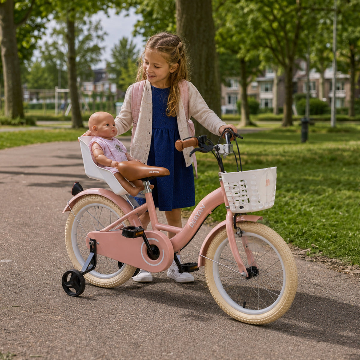 Zoey Girls' Bike, 16-inch Children's Bike with Basket - Pink