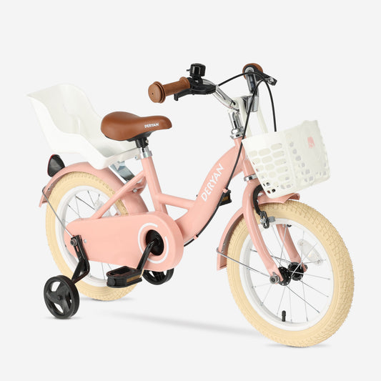 Zoey Girls' Bicycle, 14-inch Children's Bike with Basket - Pink