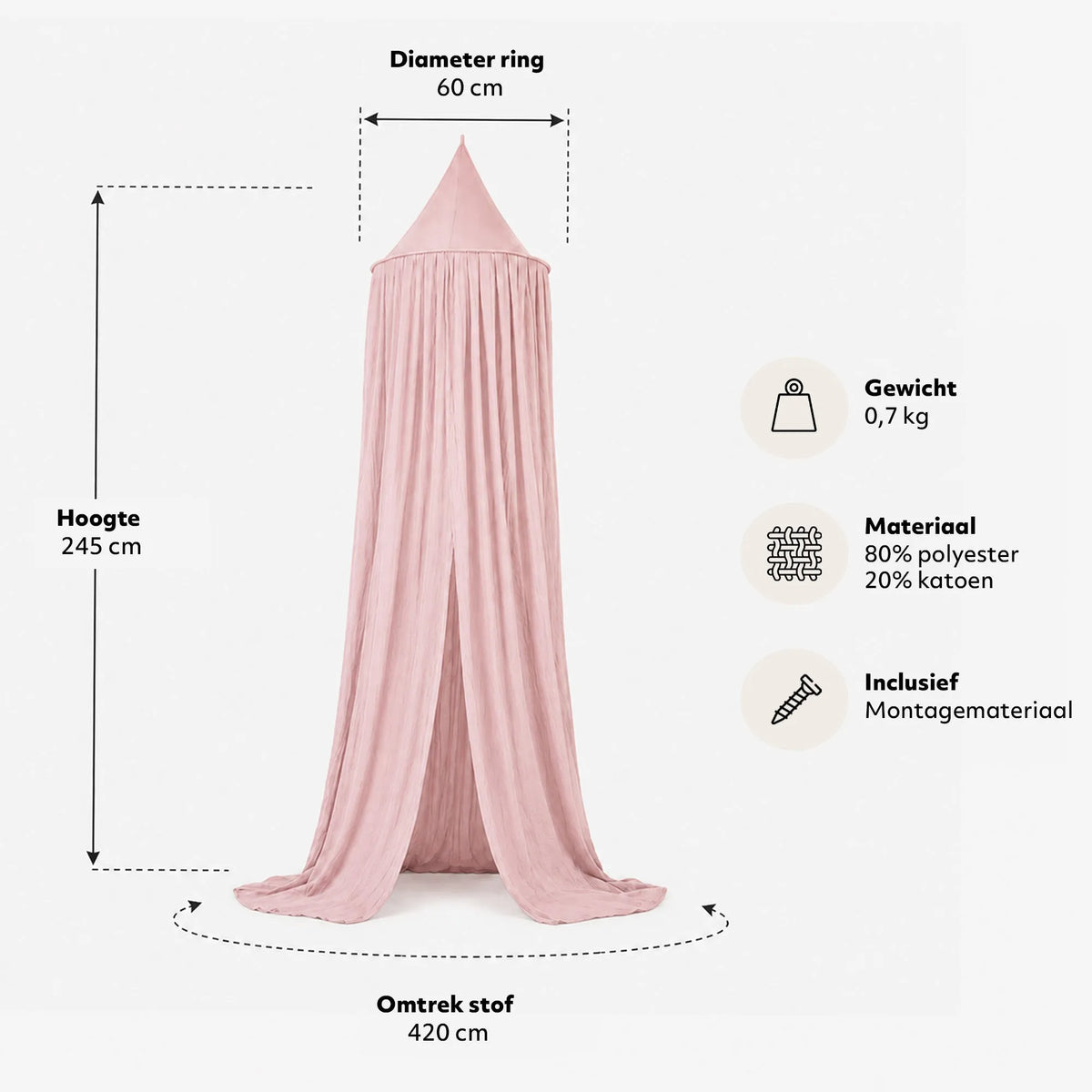 Baby Mosquito Net Pale Pink