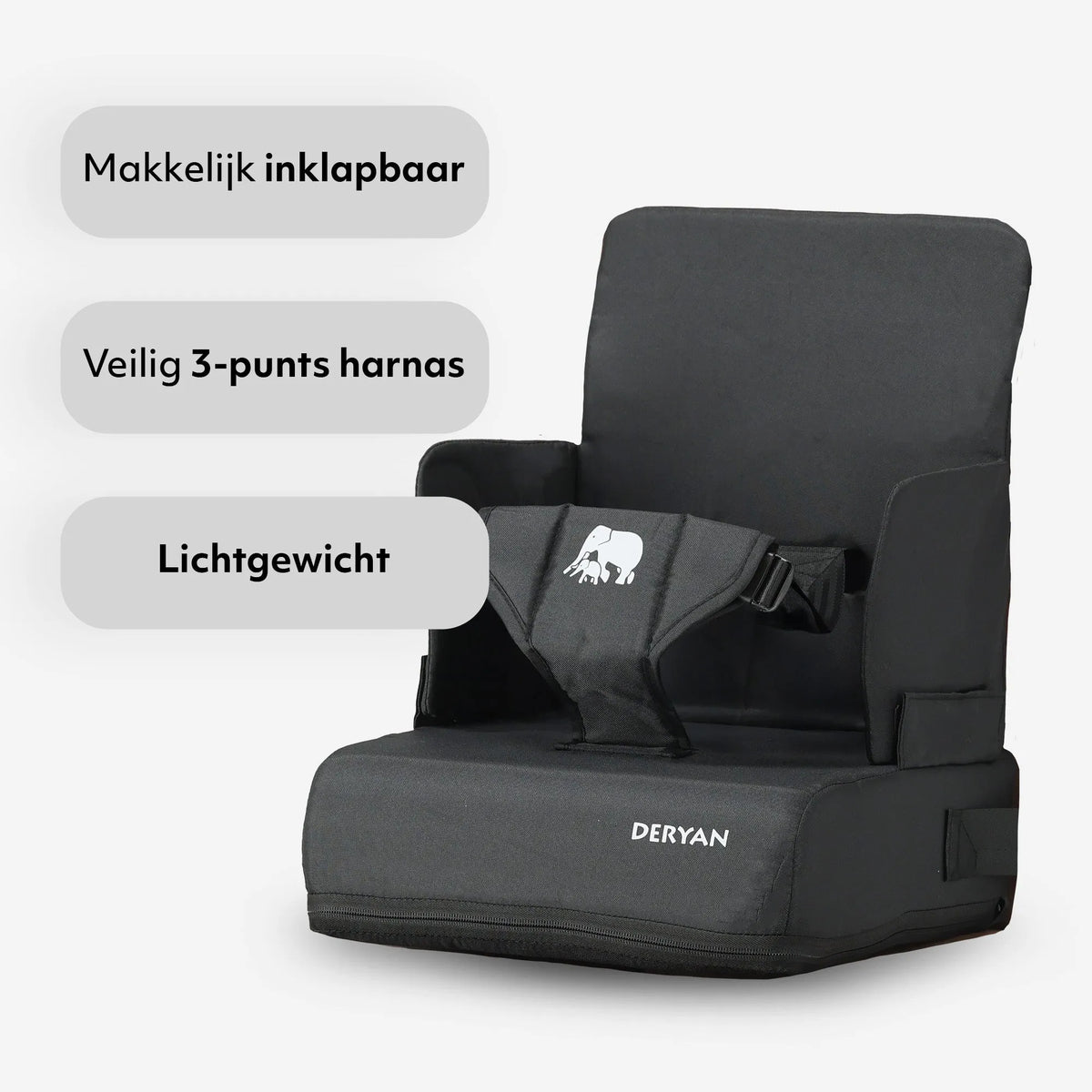 Travel Booster Seat Booster - Includes attachment strap Black