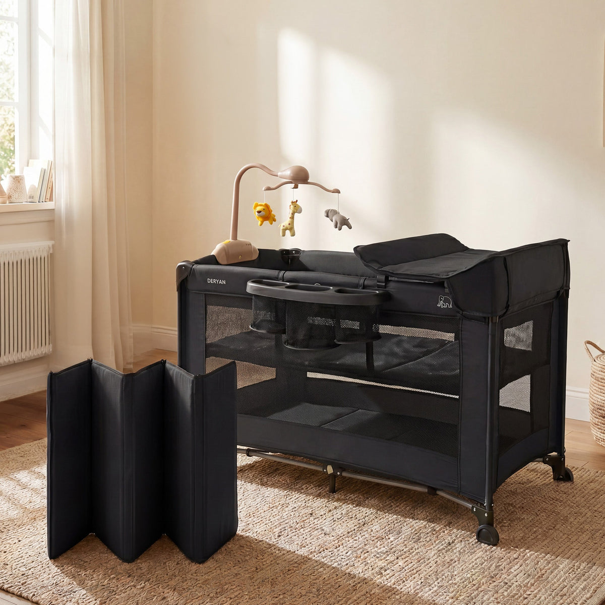 Believer Luxury Travel Cot - Includes Raised Base - Black