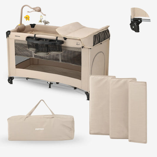 Believer Luxury Travel Cot - Includes Raised Base - Nougat