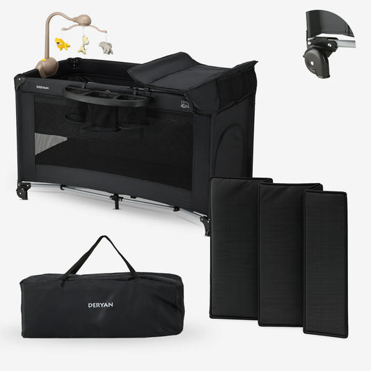 Believer Luxury Travel Cot - Includes Raised Base - Black