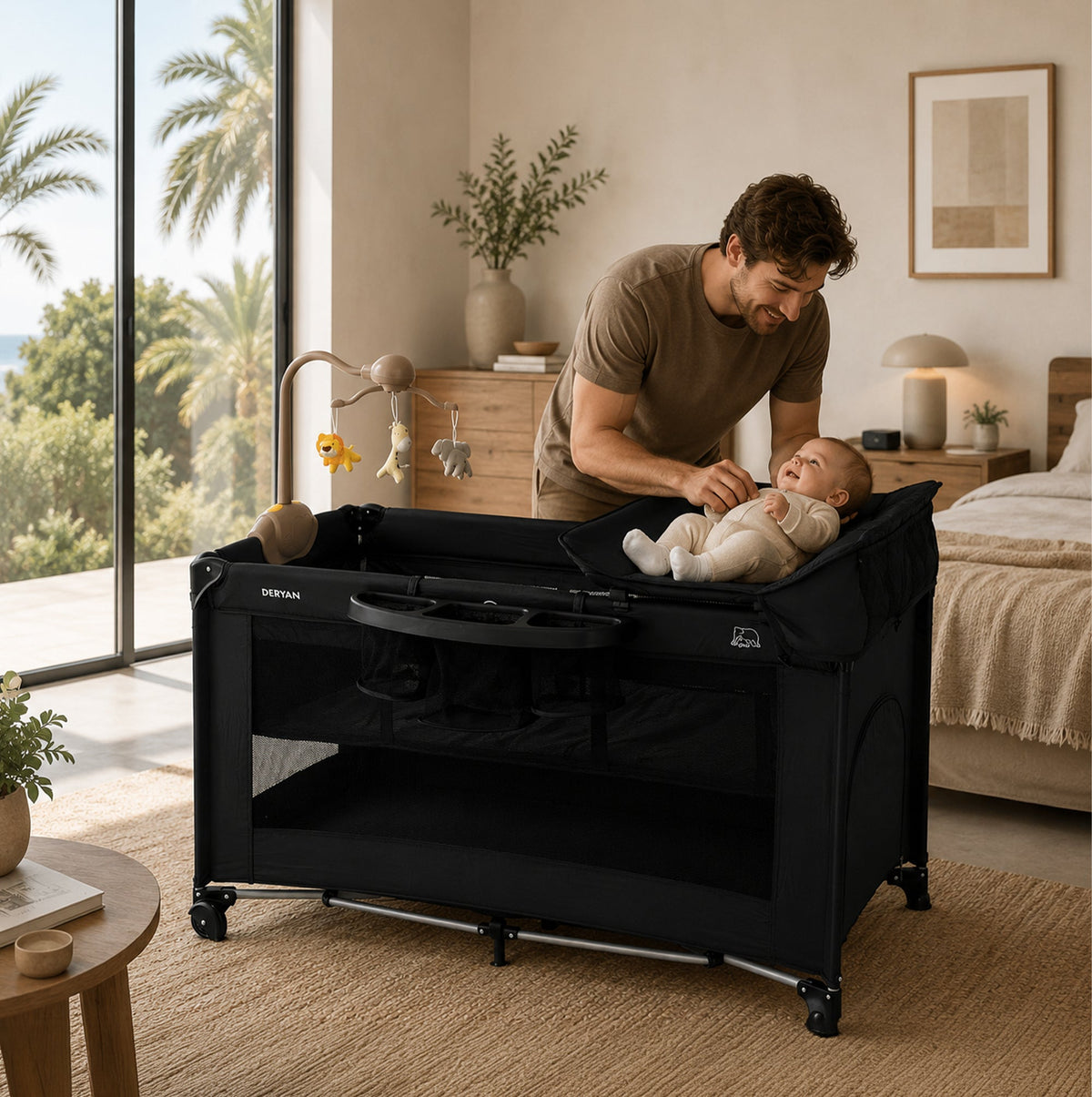 Believer Luxury Travel Cot - Includes Raised Base - Black