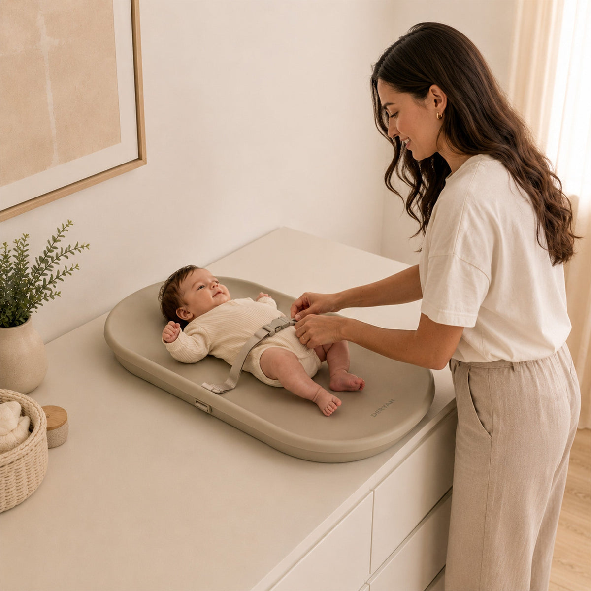 Waterproof Changing Pad with Raised Edges - Taupe