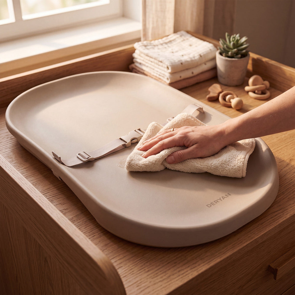 Waterproof Changing Pad with Raised Edges - Taupe