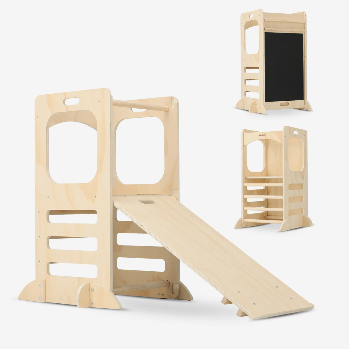 Luxury 4-in-1 Learning Tower - Climbing Tower with Slide and Chalkboard