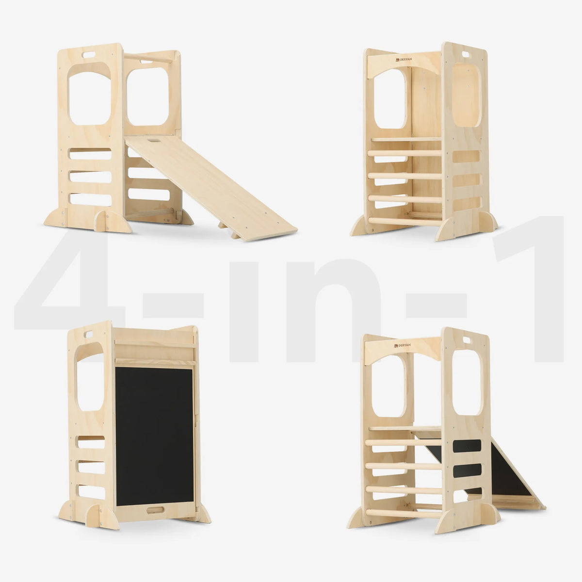Luxury 4-in-1 Learning Tower - Climbing Tower with Slide and Chalkboard