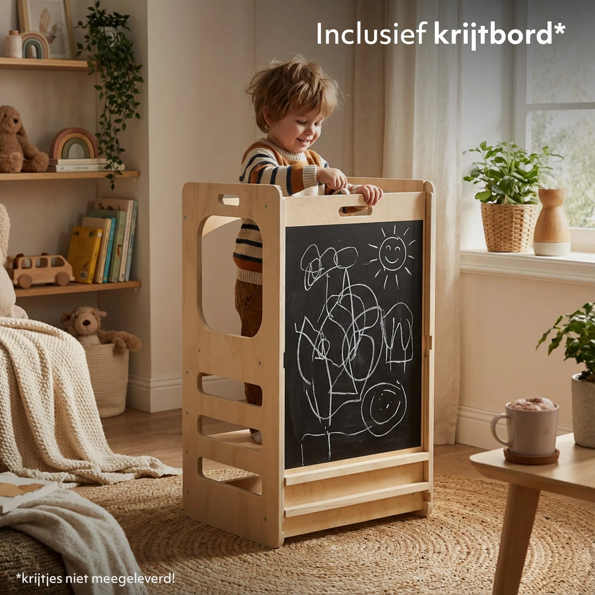 Luxury 4-in-1 Learning Tower - Climbing Tower with Slide and Chalkboard