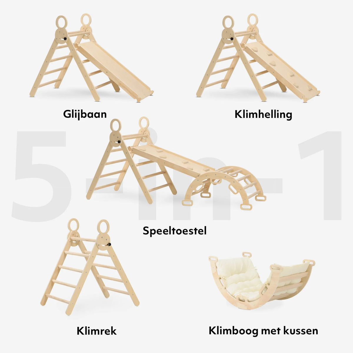 Luxury XXL Climbing Frame - Triangle, Climbing Arch, and Slide - Includes Cushion