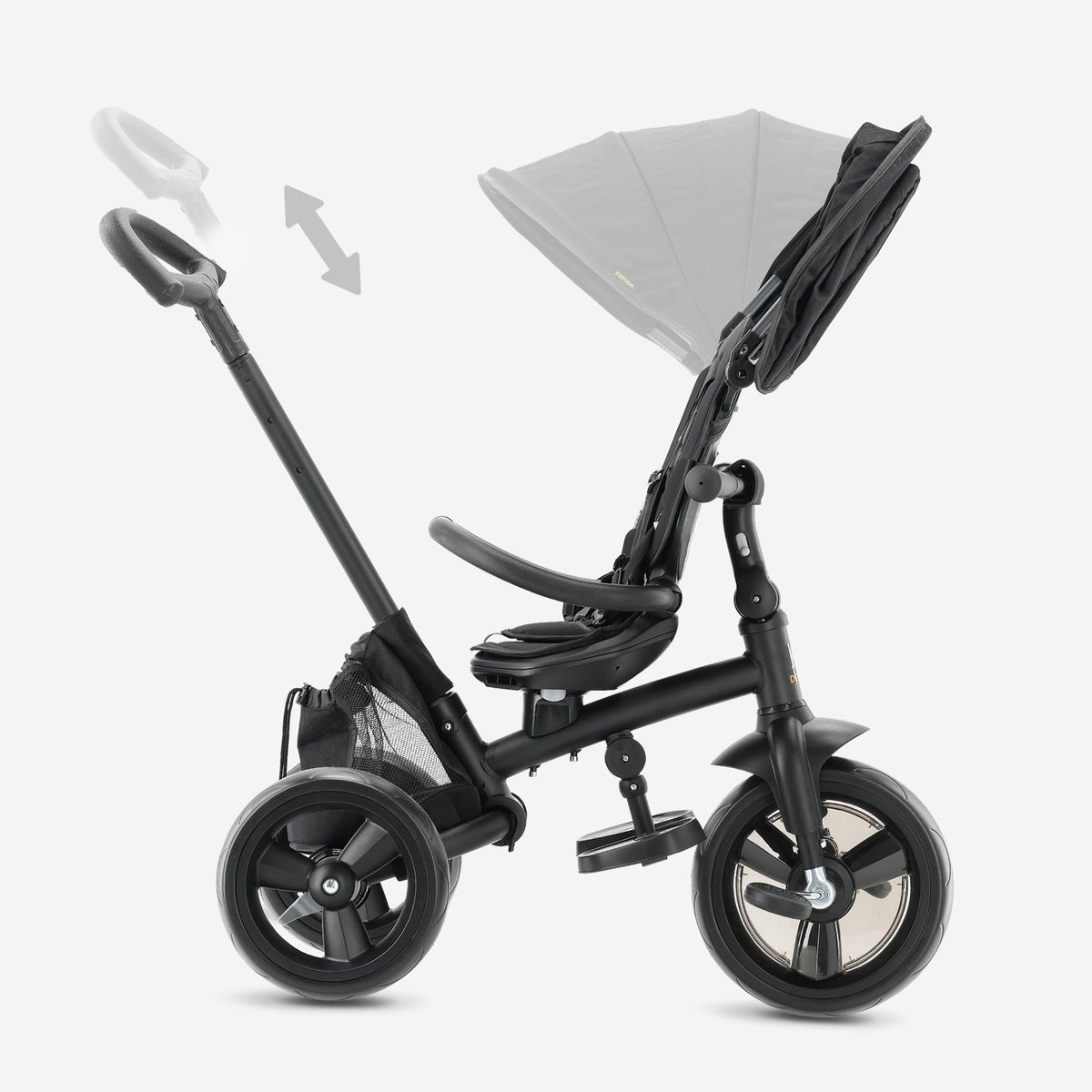 Explorer Luxe Tricycle with push bar - Foldable with basket black