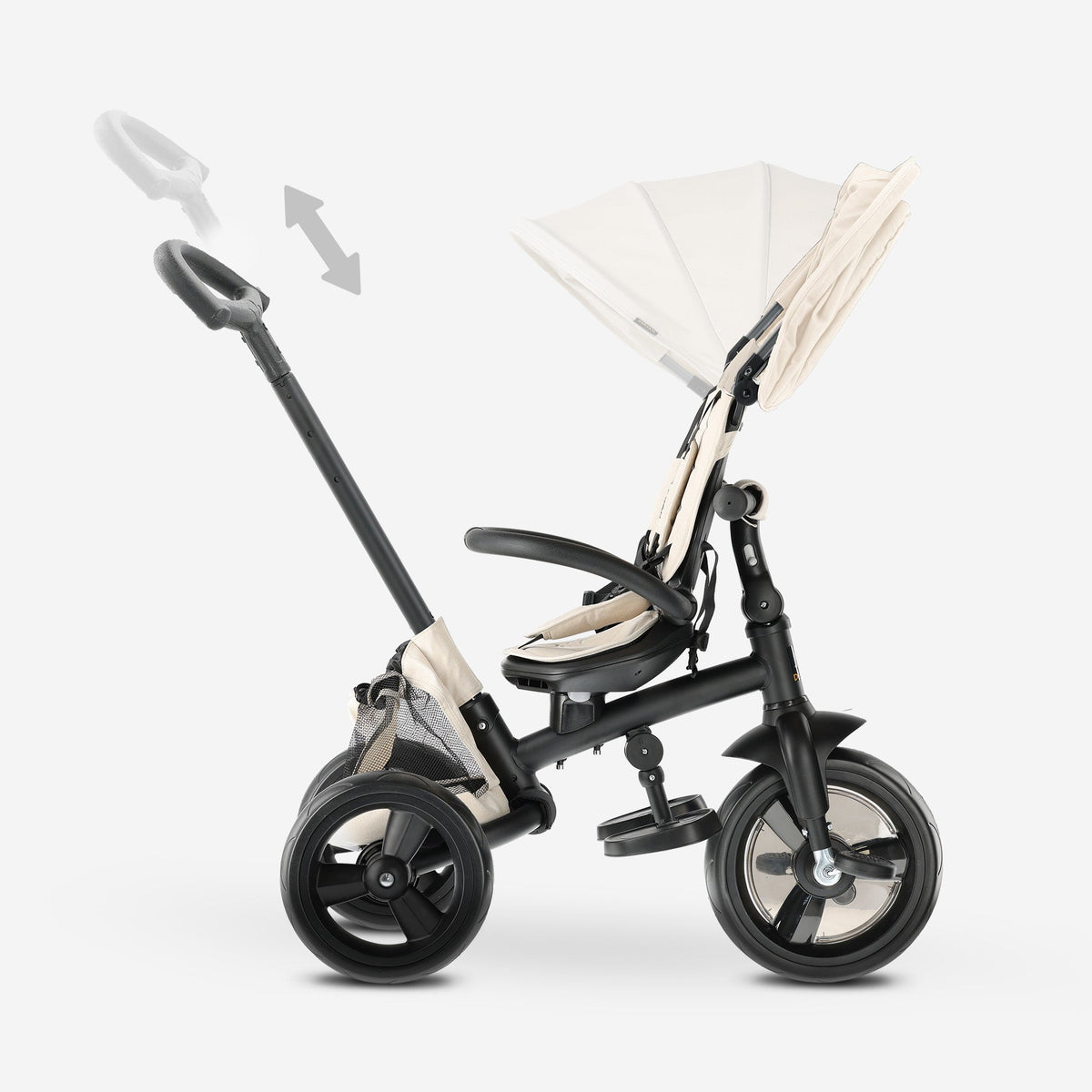 Explorer Luxe Tricycle with push bar - Foldable with basket cream