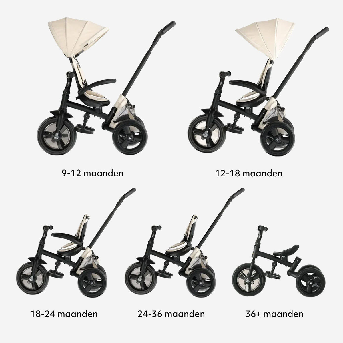 Explorer Luxe Tricycle with push bar - Foldable with basket cream