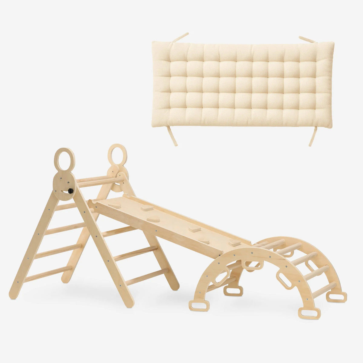 Luxury XXL Climbing Frame - Triangle, Climbing Arch, and Slide - Includes Cushion