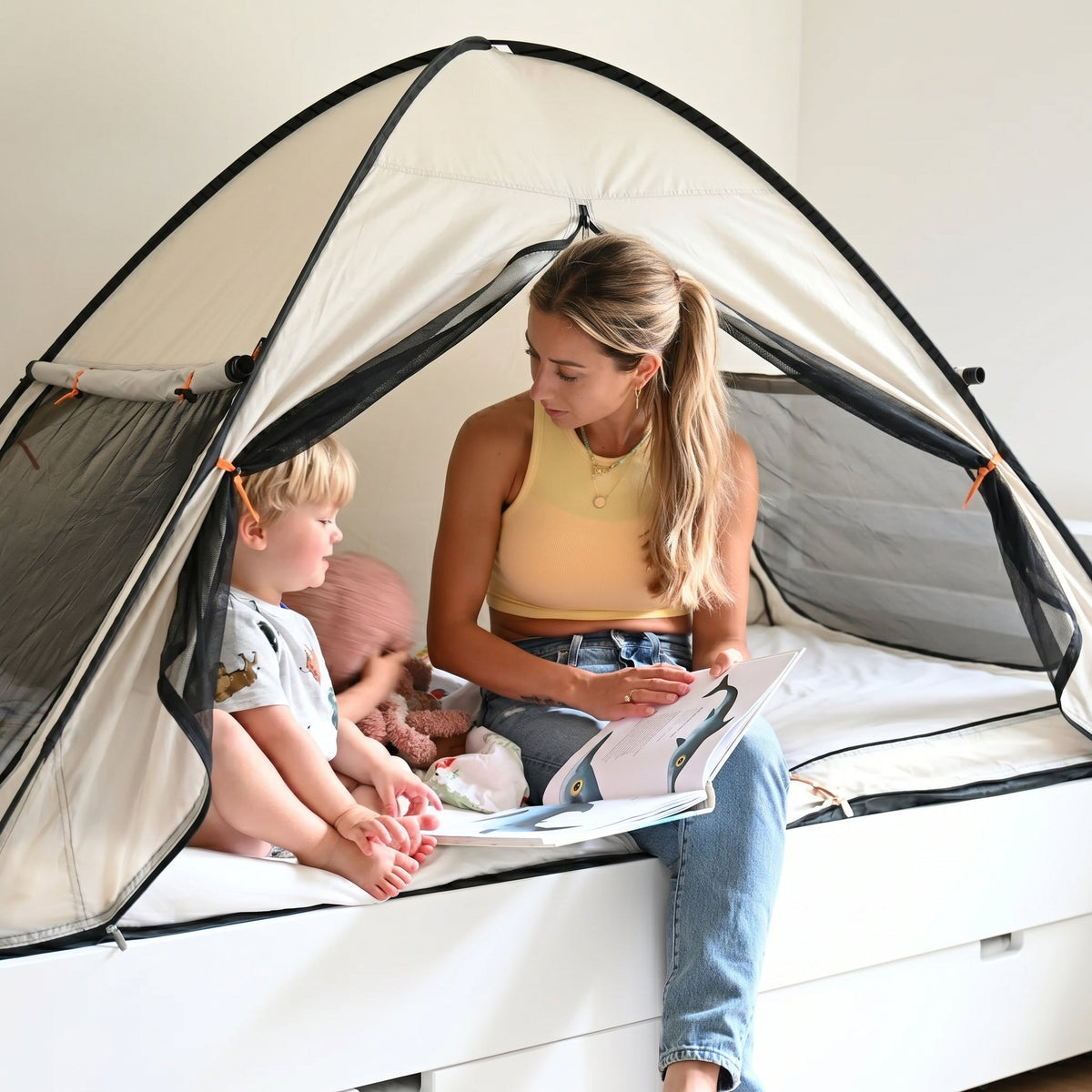Bed tent pop-up Ivory 200x90