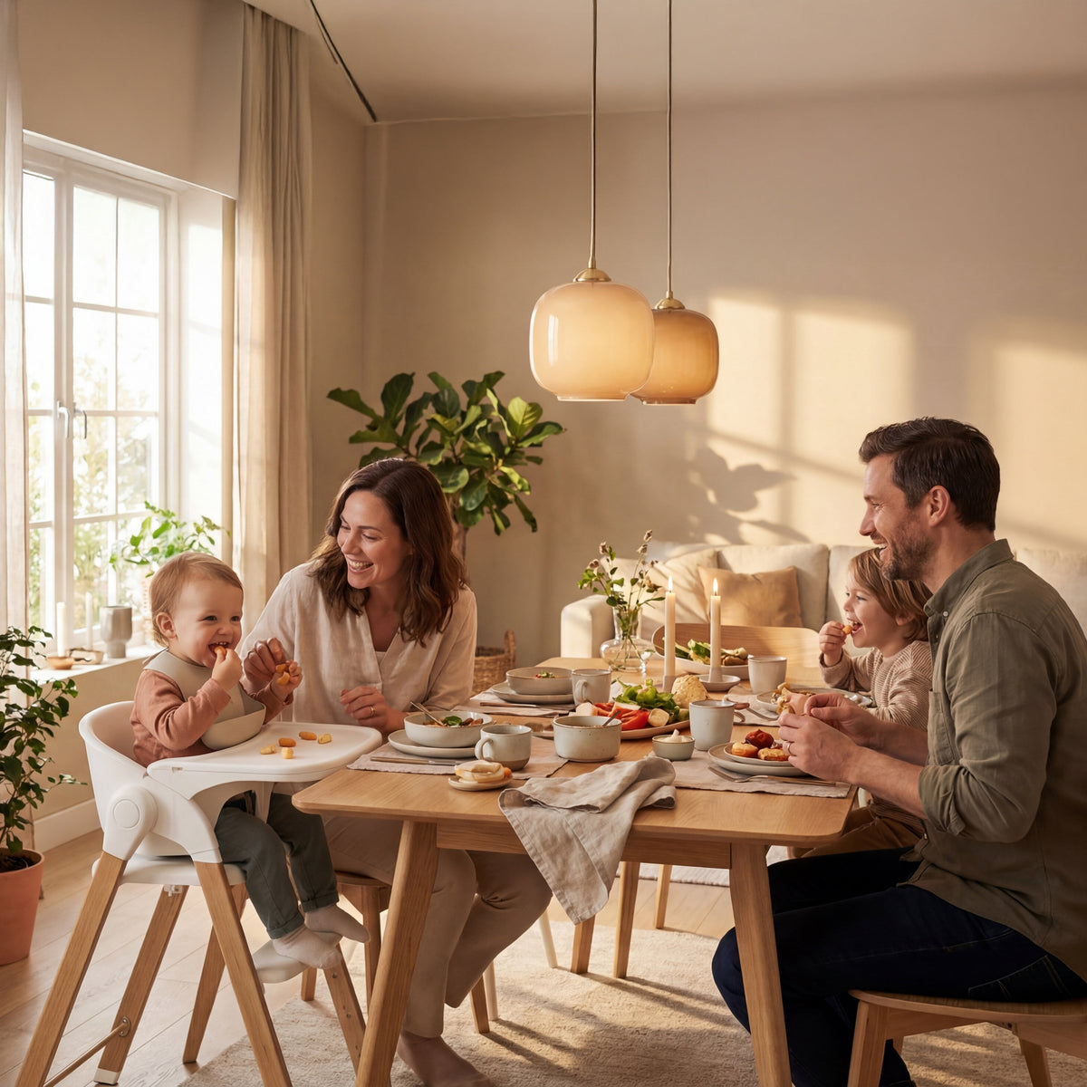 Luxury High Chair White / Wood