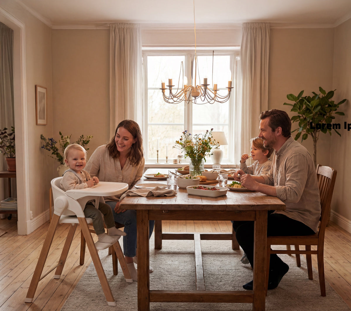 Luxury High Chair White / Wood