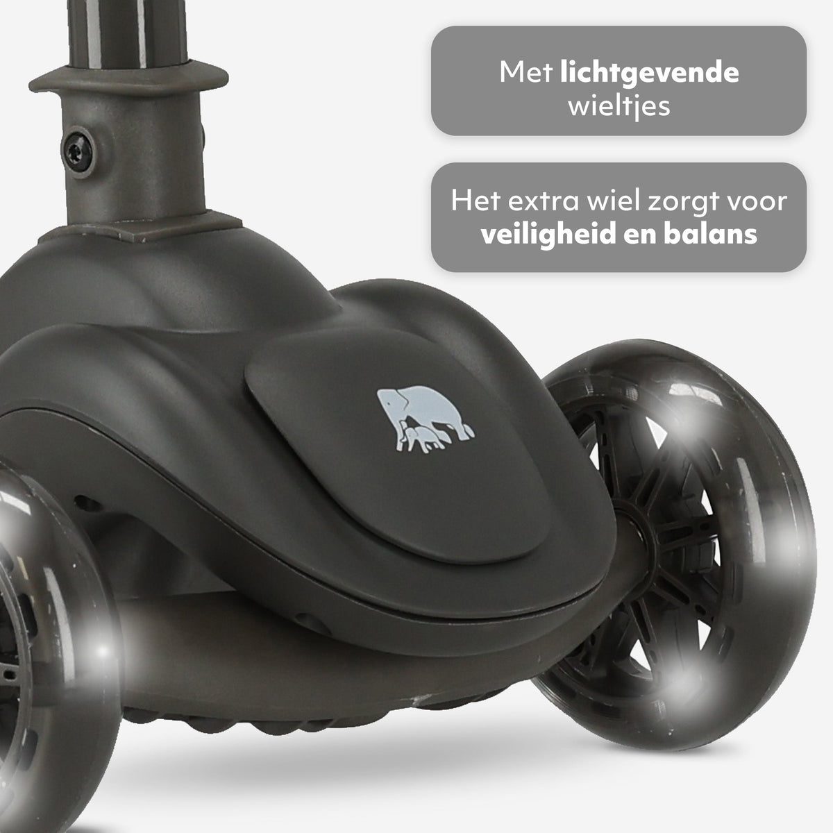Harvey 3-Wheel Kids' Scooter with LED - Adjustable 65-80 cm - Black