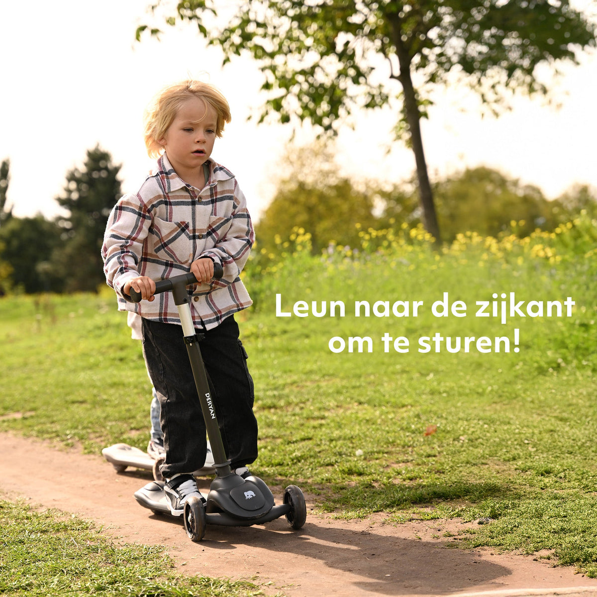 Harvey 3-Wheel Kids' Scooter with LED - Adjustable 65-80 cm - Black