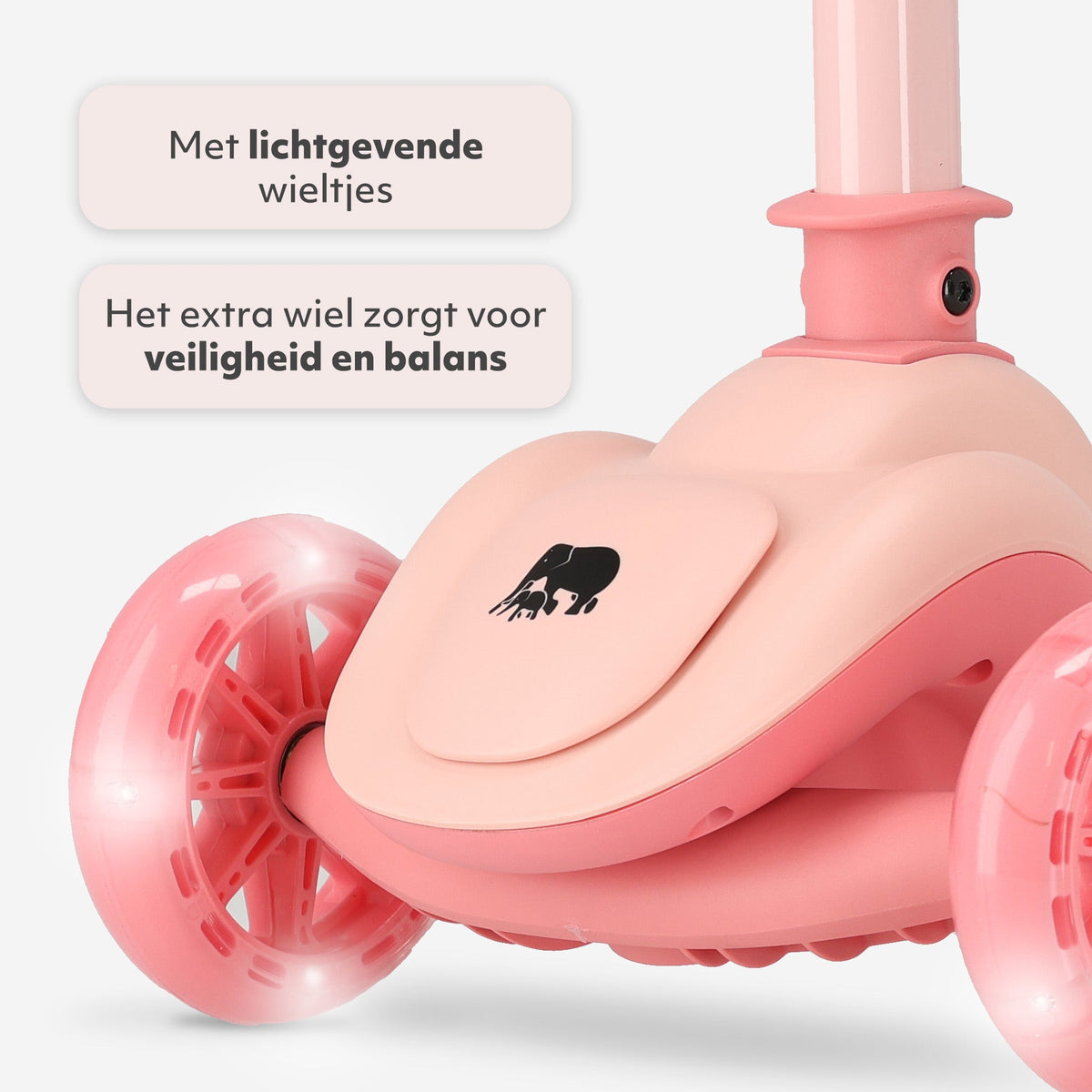 Harvey 3-Wheel Kids' Scooter with LED Lights - Adjustable 65-80 cm - Pink