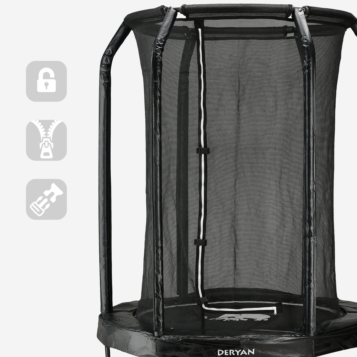 140 cm Kids' Trampoline with Safety Net - Black