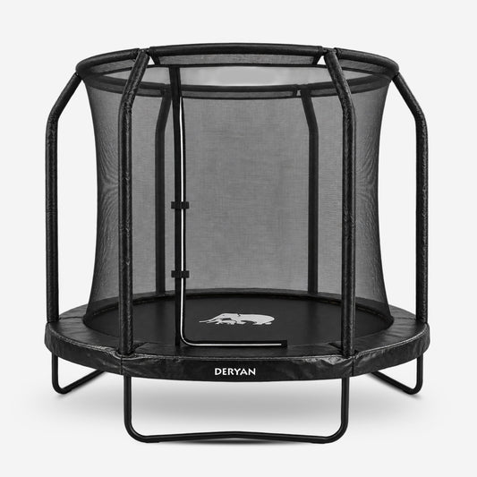 183 cm Kids' Trampoline with Safety Net and Ladder - Black