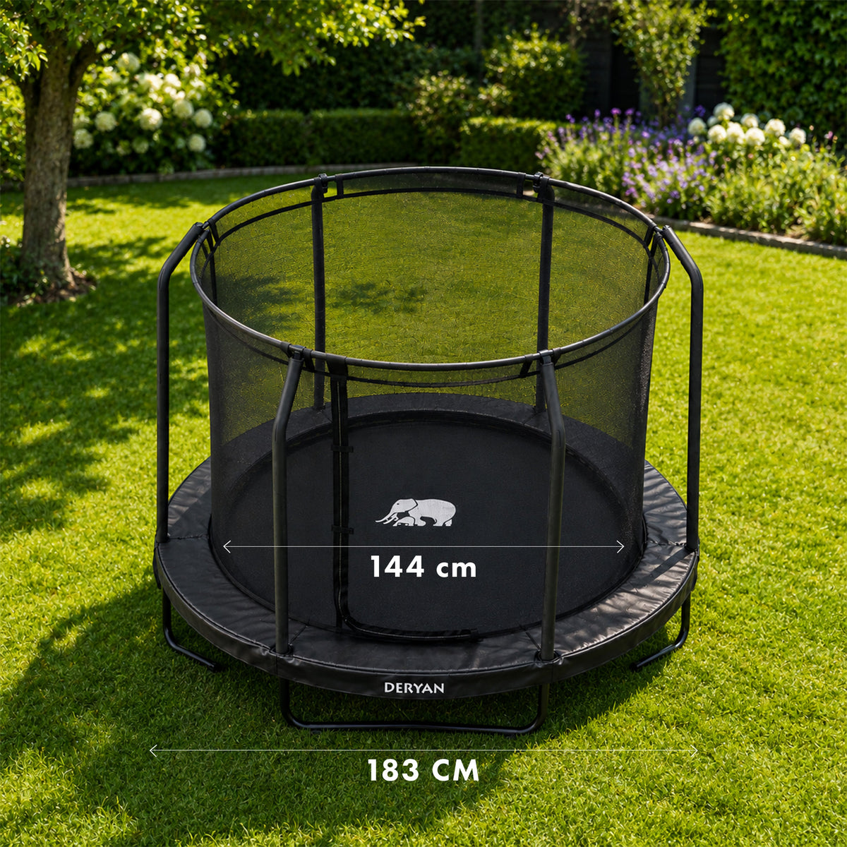 183 cm Kids' Trampoline with Safety Net and Ladder - Black