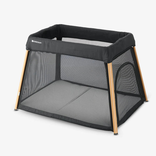 2-in-1 Travel Cot and Playpen - Includes a floor riser - Wood-look