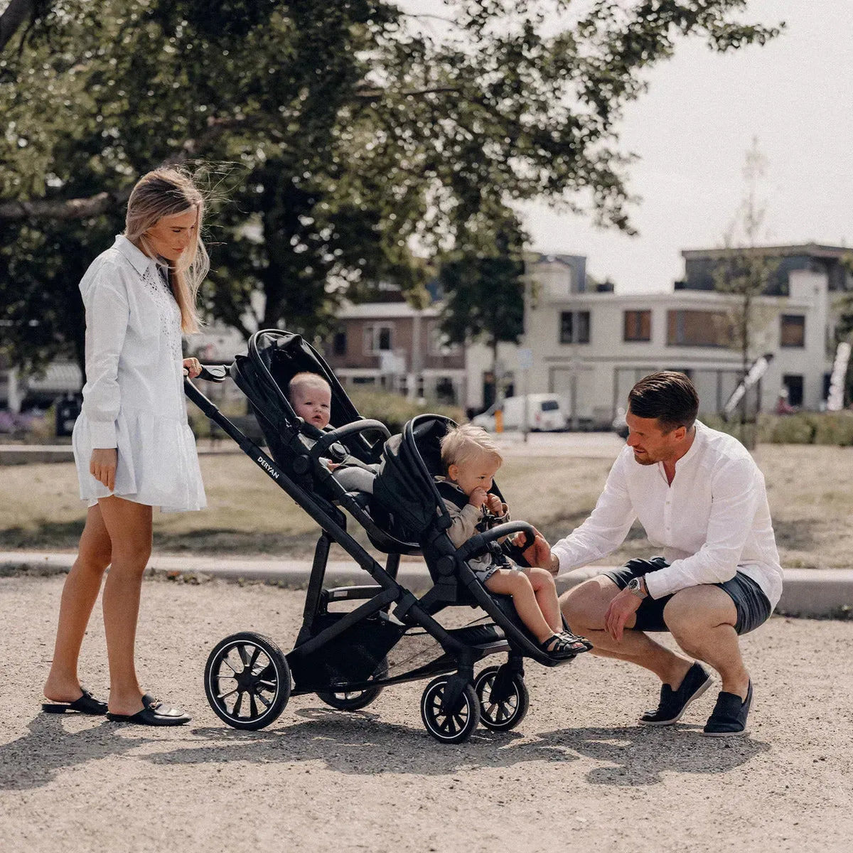 Evy² Duo Stroller, Black, Two-Seater