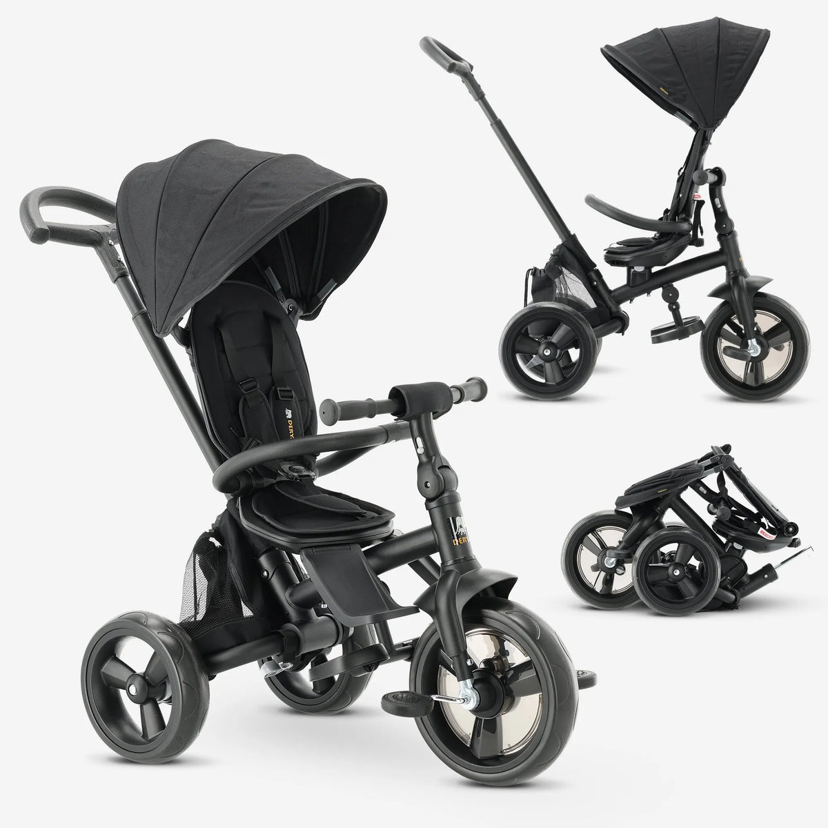 Explorer Luxe Tricycle with push bar - Foldable with basket black