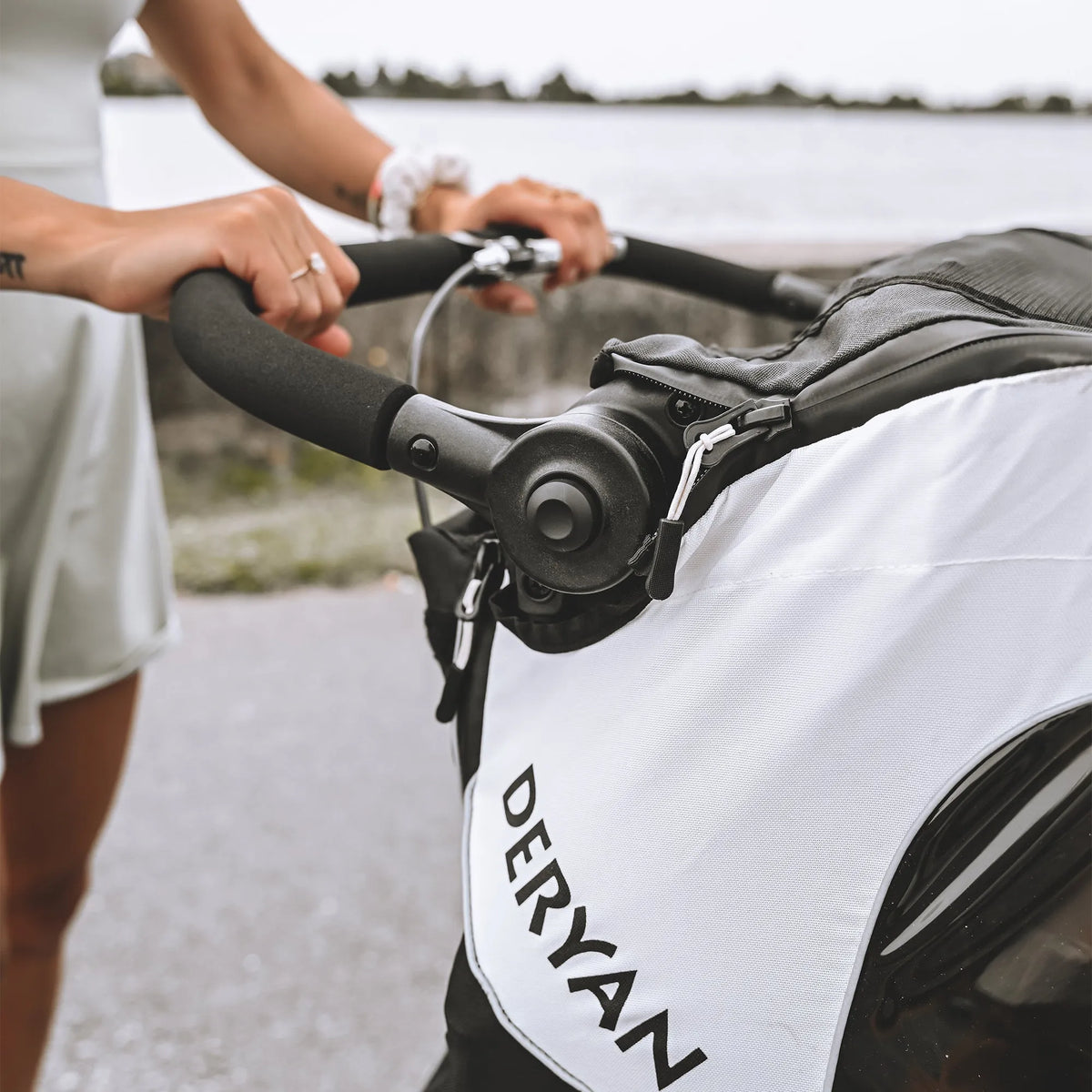 Luxury 3-in-1 Bike Trailer, Stroller, and Jogger - Black/Cream
