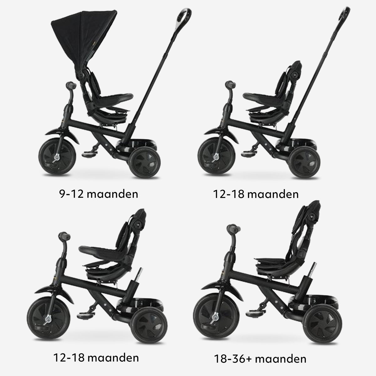 Adventurer Tricycle with push bar Black