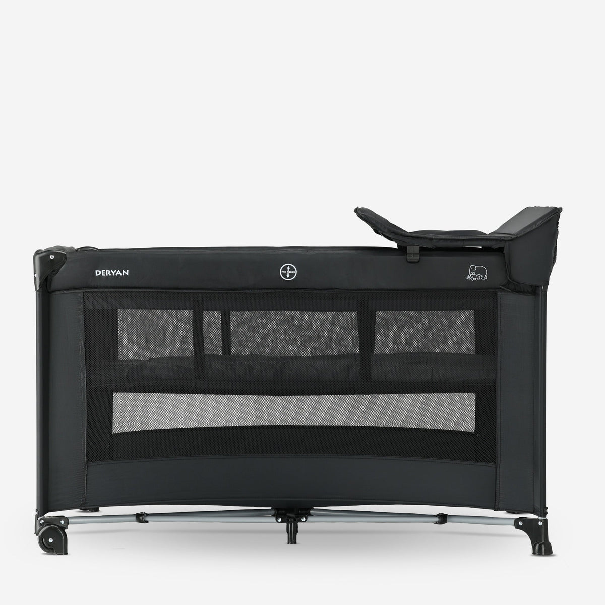 Luxury Camping Bed with Changing Table and Floor Riser - Black