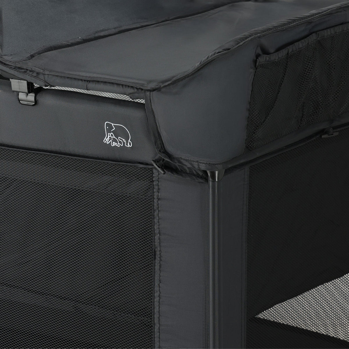 Luxury Camping Bed with Changing Table and Floor Riser - Black